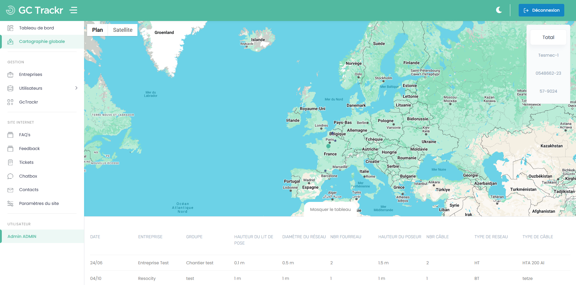 Admin global map