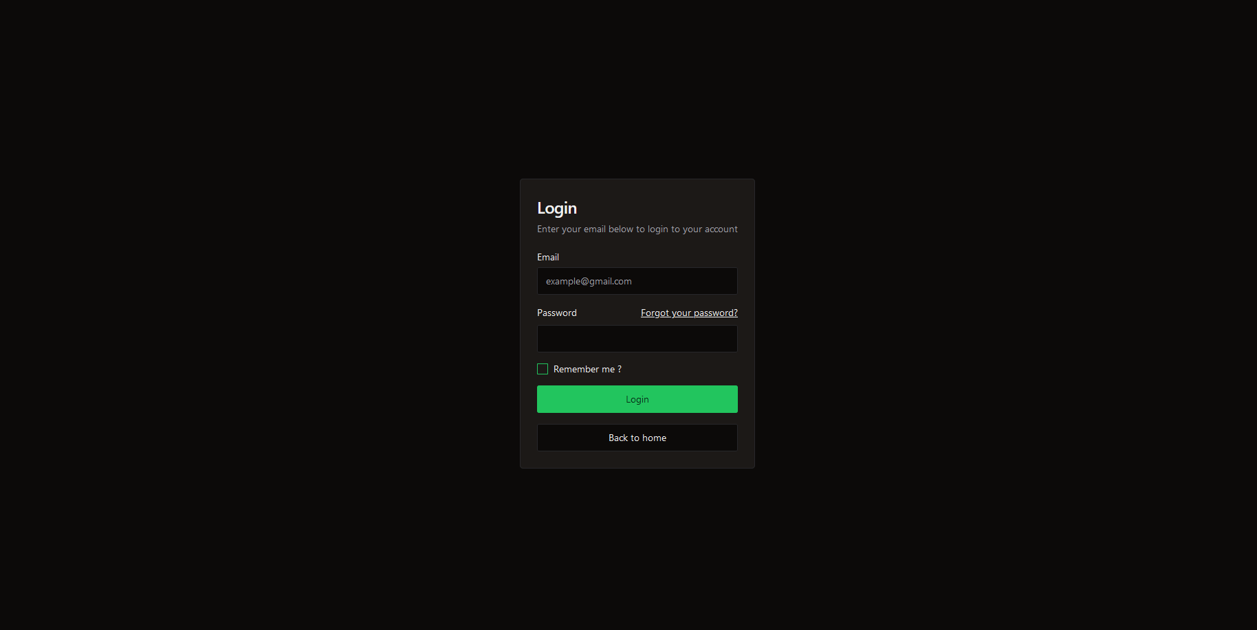 Backoffice Login Form